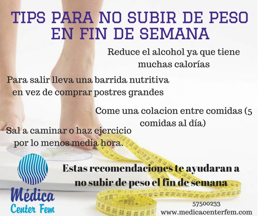 tips para no subir de peso en fin de semana