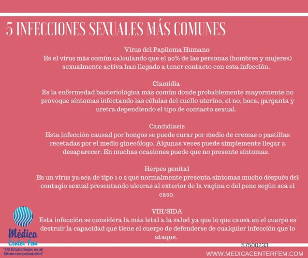 5 infecciones sexuales mas comunes
